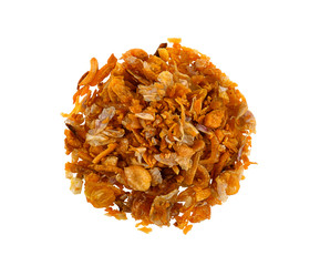 Fried garlic isolated on a white background