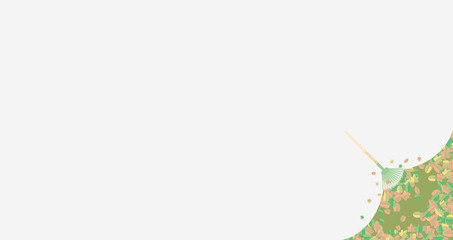 A white background in the right corner reveals a rake of autumn beauty.