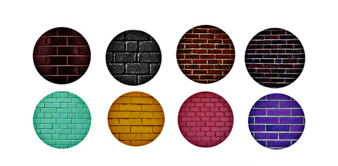 Vector illustration of a set of painted brick samples with white abstract background