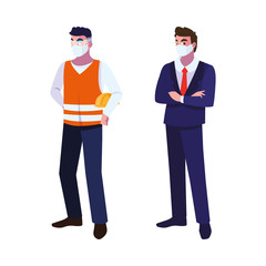 civil engineers with pollution masks