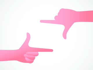 Frame hand gesture vector concept over white background
