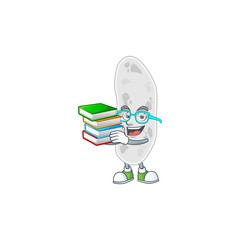 A mascot design of gemmatimonadetes student having books