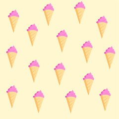 Ice cream seamless background  pattern vector over the cream color background