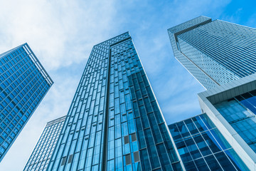 Fototapeta na wymiar Modern office building against blue sky.