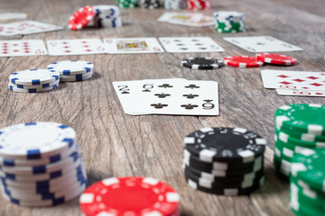 A view of a game of Texas Hold 'Em poker.