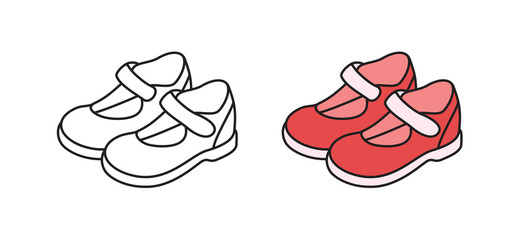 Baby sandals icon. Linear shoes vector icon in flat style.