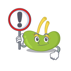 A cartoon icon of spleen with a exclamation sign board
