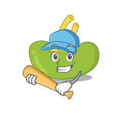 Attractive spleen in caricature character playing baseball