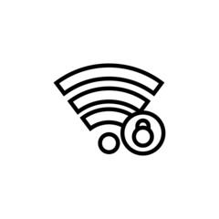 Network security flat icon in outline style on white background