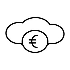 Cloud with Euro sign icon vector illustration