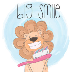 Cute animal cartoon happiness lion illustration for kids