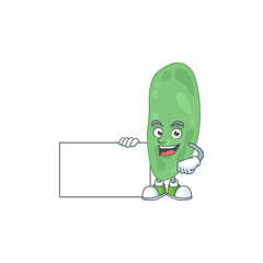 Thermus thermophilus cartoon drawing Thumbs up holding a white board