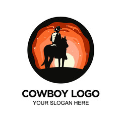 Night Cowboy logo template vector design