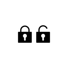 Lock Icon in black flat design on white background