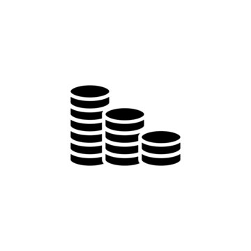 Coin Icon , Money symbol in black flat design on white background