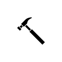Hammer Icon in black flat design on white background