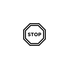 Red Stop Sign, Traffic regulatory warning stop symbol in outline style on white background