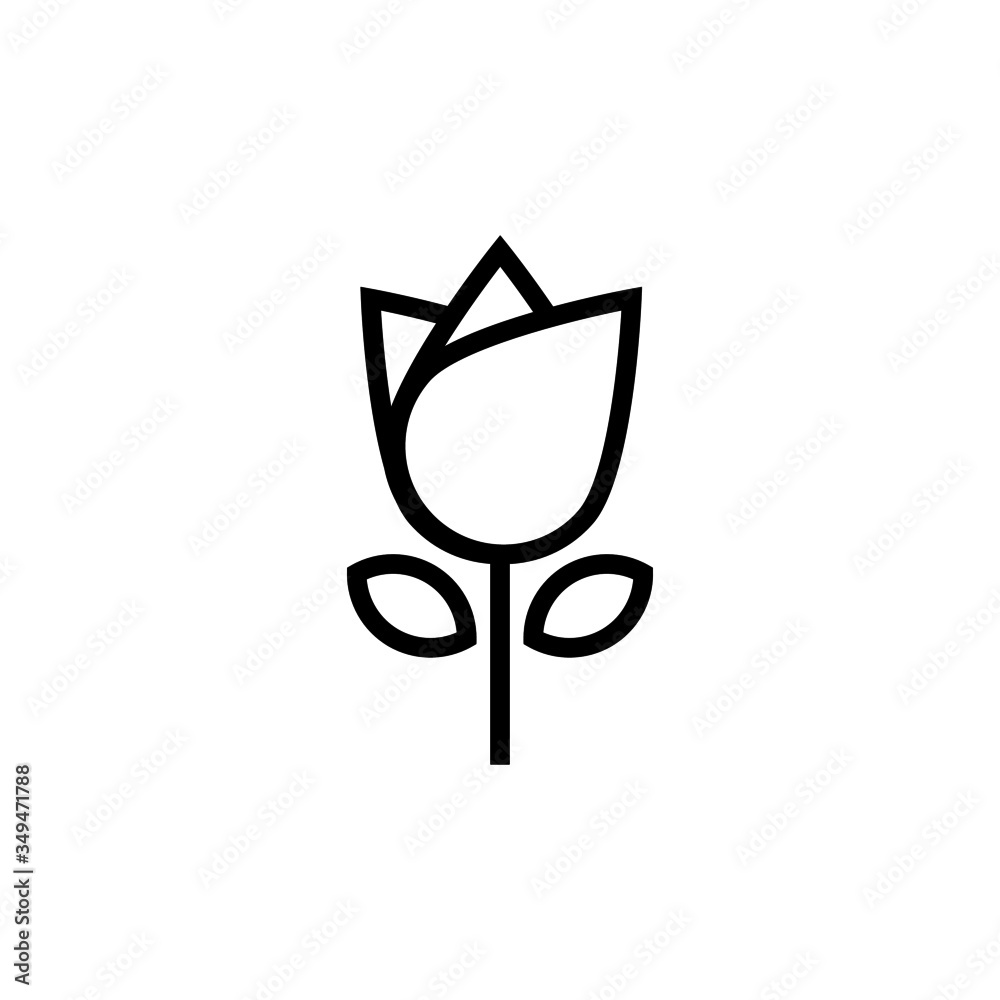 Canvas Prints Tulip Icon, Plant symbol in outline style on white background