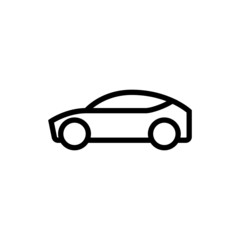 Car Icon, Automobile symbol in outline style on white background