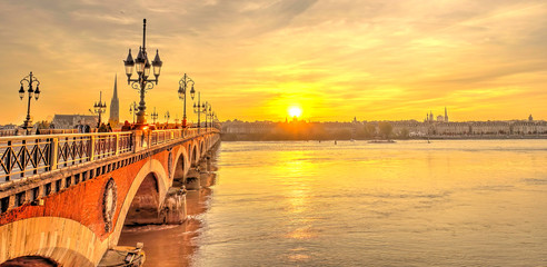 Bordeaux at dusk, France, HDR Image - obrazy, fototapety, plakaty