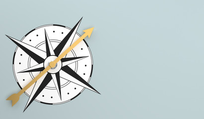 Top view of a compass with copy space - 3d rendering © Zerbor