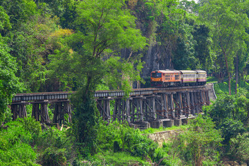 
Photos

Search by image
:World war II historic railway, known as the Death Railway with a lot of tourists on the train taking photos of beautiful views over Kwai Noi River.