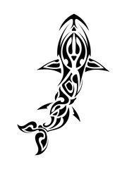Polynesian style shark pattern. Shark tattoo in polynesia style. Good for tattoos, prints and t-shirts. Isolated. Vector.