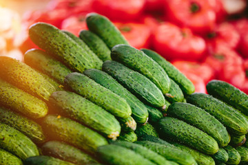 Heap of cucumbers at Farmers' market