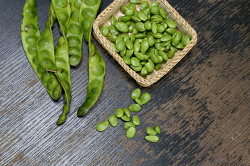 Thai pomgranate on black table in studio area.