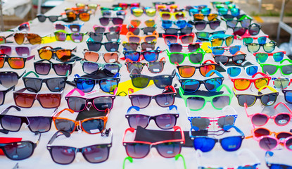 set of colorful sunglasses