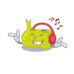 Pituitary Cartoon design concept listening music on headphone