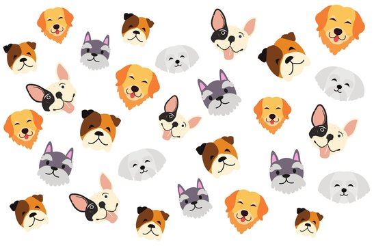 Cute puppy and dog collage design illustration