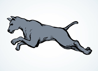 Jumping dog. Vector drawing icon