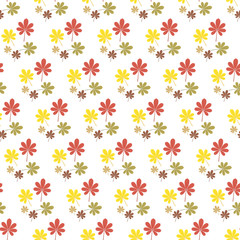 Beautiful Fall or Autumn Chestnut Leaf Pattern Seamless with White Background
