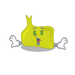 wealthy cartoon character concept of pituitary with money eyes