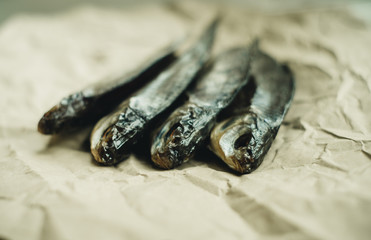 stockfish on brown crumpled paper