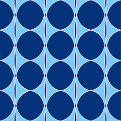 Blue abstract seamless background with circles and rhombuses.
