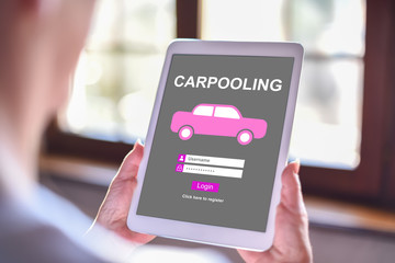 Carpooling concept on a tablet