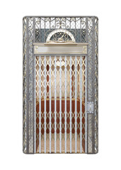3d model of a vintage elevator isolated on a white background. View of the front. Retro elevator...