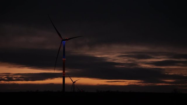 Wind generator works during blue hour 10 bit video
