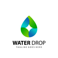 Water Drop Leaf Company Logo Design 3D Template Vector Premium
