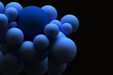 blue balls on a black background. wallpaper or cover