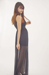 Full length view of young model with brown hair