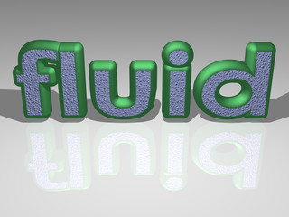 Text of fluid rendered in 3D with light perspective and shadows, an image ideal for various applications