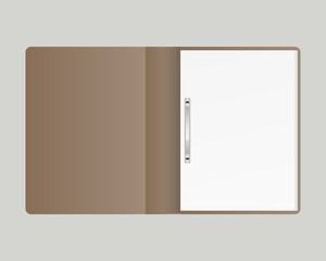 Blank paper folder mockup.  Paper folder with white paper mockup. Corporate identity design. Mockup vector isolated. Template design. Realistic vector illustration.