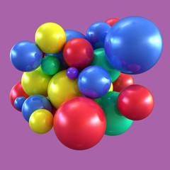 Multicolored shiny balls closeup 