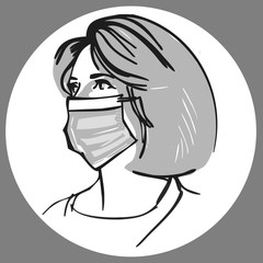 Caucasian Woman wear a cloth face mask who cover mouth and nose
Virus or CoronaVirus Face Mask