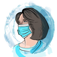 Caucasian Woman wear a cloth face mask who cover mouth and nose
Virus or CoronaVirus Face Mask
