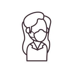 Woman avatar with medical mask line style icon vector design