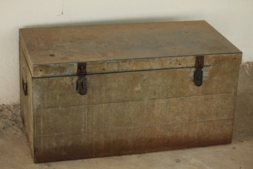old dusty aluminum container box.
